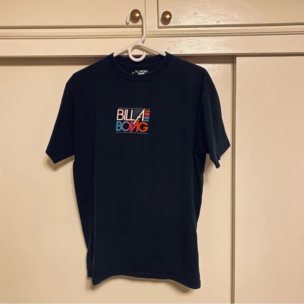 Billabong Men's Black Tee with Multicolor Logo